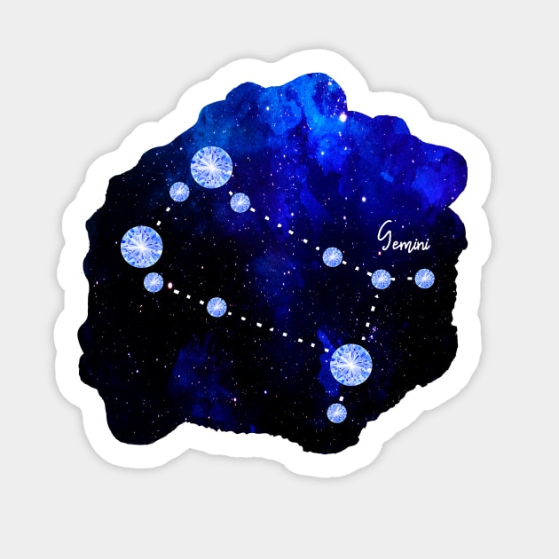 Gemini Constellation in Blue Sapphire - Star Signs and Birth Stones Sticker by annaleebeer